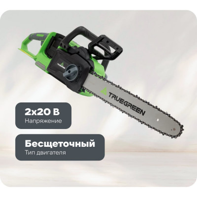 Цепная пила аккумуляторная TRUEGREEN 2х20 В, 0.375", без аккумулятора и ЗУ TG8J173