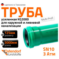Труба ливневой канализации Ostendorf  125х5000 мм 770480