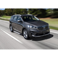 Пороги "Bmw-Style круг" Rival для Kia Sorento III Prime рестайлинг 2017-2020, 180 см, 2 шт., алюминий, D180AL.2803.4