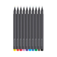 Набор капиллярных ручек Faber-Castell grip finepen 10 цветов, 0,4мм, трехгранные, пластиковый чехол, европодвес 151610