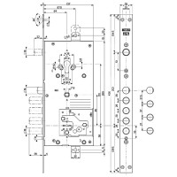 Врезной двухсистемный замок MOTTURA 54.J936M-D MyKey правый, перекодировка с торца, ключ 60 мм, без накладок 33451