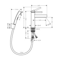 Смеситель для раковины Hansgrohe Finoris 110 с гигиеническим душем 76210000 00000097204