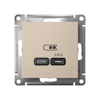 Розетка usb c Systeme Electric Atlasdesign песочный, 65w, fast charge (qc.pd) ATN001227