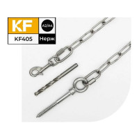 Привязочная нержавеющая цепь для крупных пород собак KREPFIELD с креплением в дерево, 6 м KF405-6