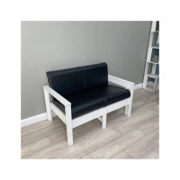 Диван 2-х местный NEW VICTORIA каркас белый, кожзам черный К0035