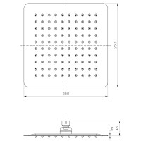 Верхняя душевая лейка Lemark квадратная, 250x250 мм, нержавеющая сталь, черный LM9487BL