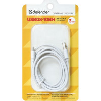 USB кабель Defender USB08-10BH USB2.0 белый, AM-MicroBM, 3м 87468