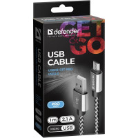USB-кабель DEFENDER USB08-03T PRO USB2.0 Белый, AM-MicroBM, 1m, 2.1A 87803