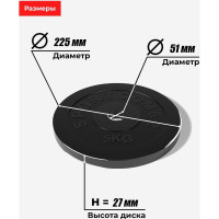 Комплект обрезиненных дисков BARFITS Sportcom 51 мм, 4x5 кг sc5x4