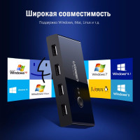 Разветвитель портов Ugreen с переключателем 4 х USB 2.0 30767