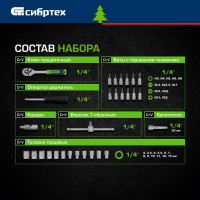 СИБРТЕХ Набор инструментов, 1/4