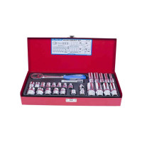 Набор двенадцатигранных торцевых головок с принадлежностями 3/8", 1/4"-13/16", 26шт KING TONY 3027SR