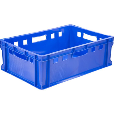 Ящик Тара.ру п/э мясной 600x400x200 сплошной Е2 синий 20273