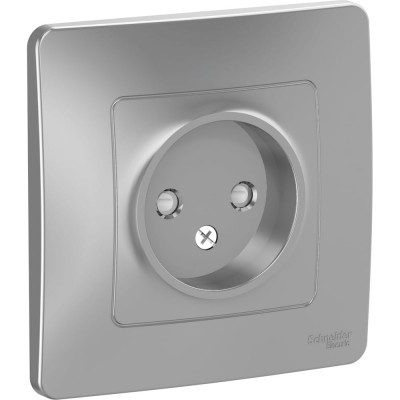 Розетка Systeme Electric Blanca внутр Алюминий б/з со шторками, 16А, 250В SE BLNRS000113