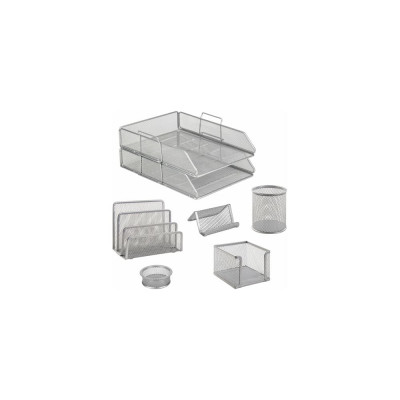 Настольный набор BRAUBERG Germanium из металла, 7 предметов, серебристый 231963