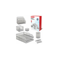 Настольный набор BRAUBERG Germanium из металла, 7 предметов, серебристый 231963