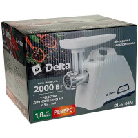 Электрическая мясорубка Delta DL-6104M белая с серым, 2000 Вт Р1-00009031