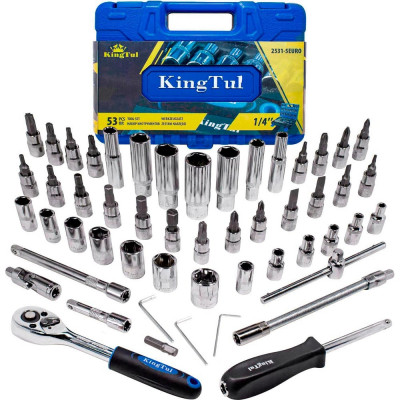 Набор инструмента KingTul 53пр., 1/4, 6-гран., 4-14мм, головки глубокие 6-14мм KT-2531-5 EURO(51110) KT-2531-5 EURO(51110)