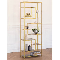 Стеллаж GreenWeen OLIVIA, золотой, полки стекло 1950x700x300 GW-OLIVIA-G-G