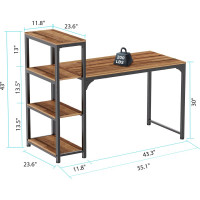 Письменный стол EUREKA (для компьютера) со стеллажом с шириной 140 см ZX-SH140A-RW