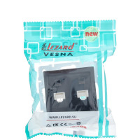 Двойная компьютерная розетка Lezard VESNA чёрный бархат 742-4288-141