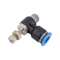 Фитинг-дроссель (пневмодроссель) угловой с наружной резьбой M1/8" SHPI SC 08-01