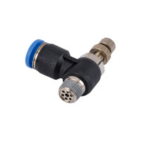 Фитинг-дроссель (пневмодроссель) угловой с наружной резьбой M1/8" SHPI SC 08-01