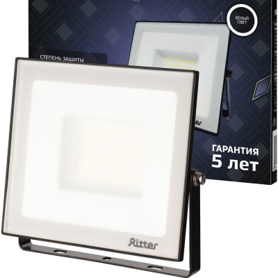 Светодиодный прожектор RITTER серия PROFI 230В 50 Вт 4000К 5000Лм IP65 черный 53417 8