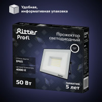 Светодиодный прожектор RITTER серия PROFI 230В 50 Вт 4000К 5000Лм IP65 черный 53417 8