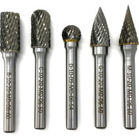 Набор бор-фрез твердосплавных из 5 шт. (B10,C10,D10,G10,M10) х 6 мм Х-образная насечка Sekira 00-00018051