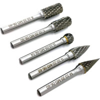 Набор бор-фрез твердосплавных из 5 шт. (B10,C10,D10,G10,M10) х 6 мм Х-образная насечка Sekira 00-00018051