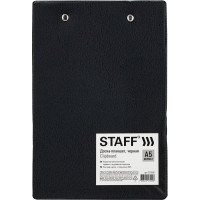 Доска-планшет STAFF малый формат 158x230 мм, А5, с прижимом, картон/пвх, черная 229556