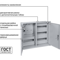 Встраиваемый распределительный учетный щит ЩУРВ-3/48 2-х дверный 550х610х165 TDM ELECTRIC SQ0905-0032