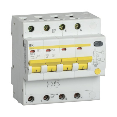 Дифференциальный автомат IEK АД14S, 4Р, 63А, 300мА MAD13-4-063-C-300