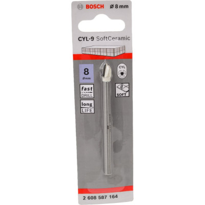 Сверло для стекла, кафеля (8x80 мм; ц/хв; острие конус) Bosch 2608587164