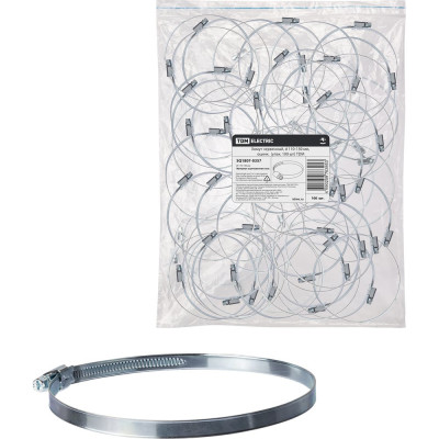 Червячный хомут TDM ELECTRIC d 110-130 мм, цинк, 100 шт. SQ1807-0357