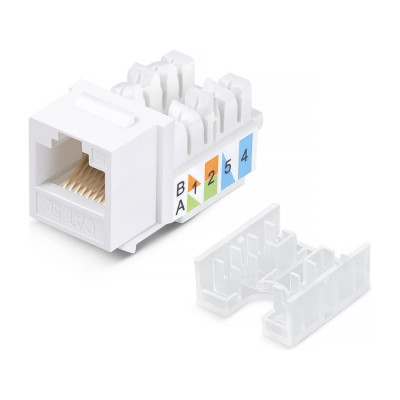 Вставка Keystone Cabeus Jack RJ-45, категория 5e, заделка 110 тип, белая, со стяжкой KJ-RJ45-Cat.5e-90-SW