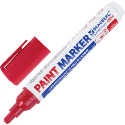 Лаковый маркер-краска BRAUBERG PRO PLUS EXTRA paint marker 6 мм, красный, нитро-основа 151452