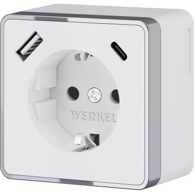 Розетка WERKEL с заземлением, шторками и usb тип a+c gallant (белый) W5071701