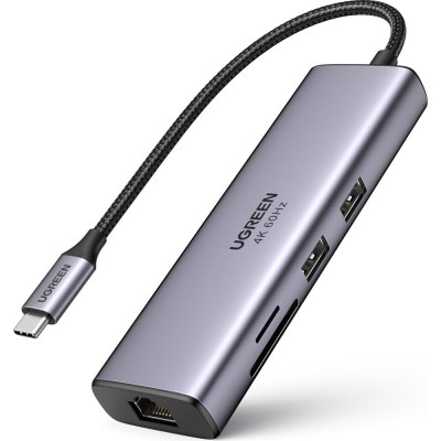 Адаптер Ugreen cm512 usb-c multifunction adapter with ethernet interface. цвет: серый космос 60515