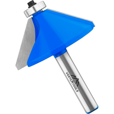 Фреза кромочная конусная с подшипником, хвостовик 8 мм, d-50.8 мм, h-27 мм, а- 45, b-26.8 мм, l-65.3 мм vertextools 3520-082751