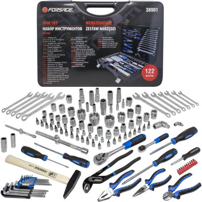 Набор инструментов Forsage 1/4",1/2" 6 граней, 4-32 мм, 122 предмета F-38901(51380)
