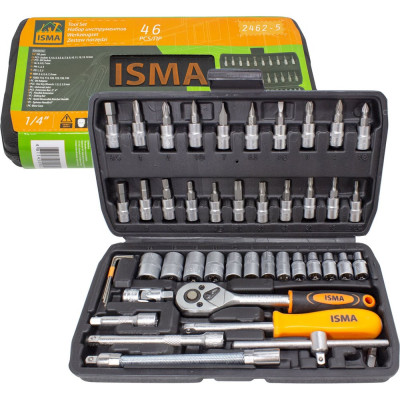 Набор инструментов ISMA 1/4" 46 предметов ISMA-2462-5(47891)