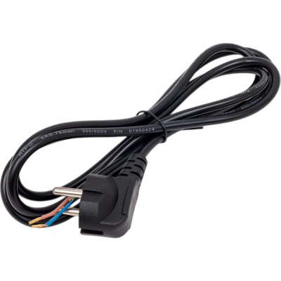 Кабель питания Ripo 1.8м, schuko s22- (3-0.75 mm2) 10a, черный, угловая вилка, с заземлением 003-910023