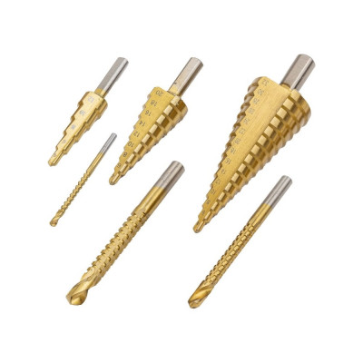 Сверла по металлу ступенчатые 3 шт + фрезерные 3 шт Forsage F-44706(51921)