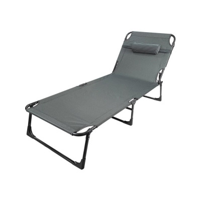 Складной шезлонг с подголовником ISMA 670x1930мм, черный ISMA-FG-HY-8009BL(52748)