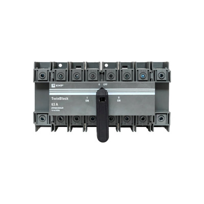 Рубильник EKF 63A 4P реверсивный c рукояткой для прямой установки TwinBlock tb-s-63-4p-rev
