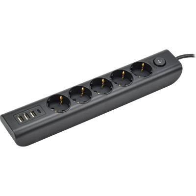 Удлинитель IEK Modern у05в с/з 2м 3x1мм2 16а/250в usbх4 чер. WYP12-16-05-02-ZKU-K02