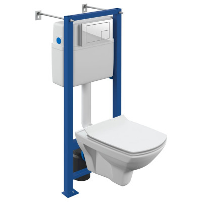 Комплект Cersanit CARINA XL CO DPL EO slim инсталляция VECTOR, кнопка CORNER, пластик белый 64119