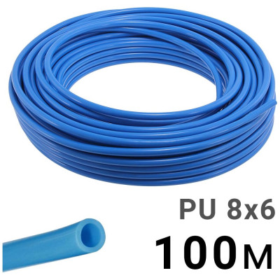 Трубка полиуретановая синяя PI TOOLS PU8-6-100, бухта 100 м, прямая до 8 бар, Арт. 4614